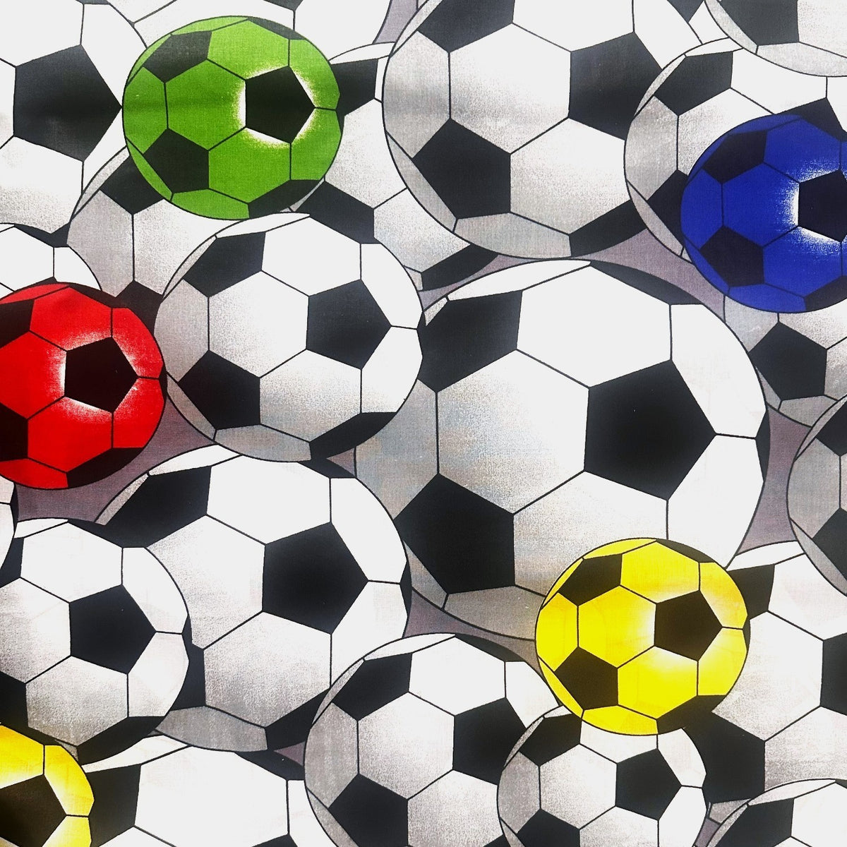 Cotton Fabric - Football, Red Yellow and Green