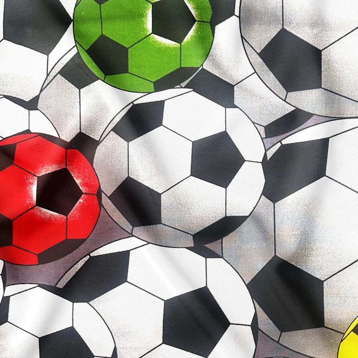 Cotton Fabric - Football, Red Yellow and Green