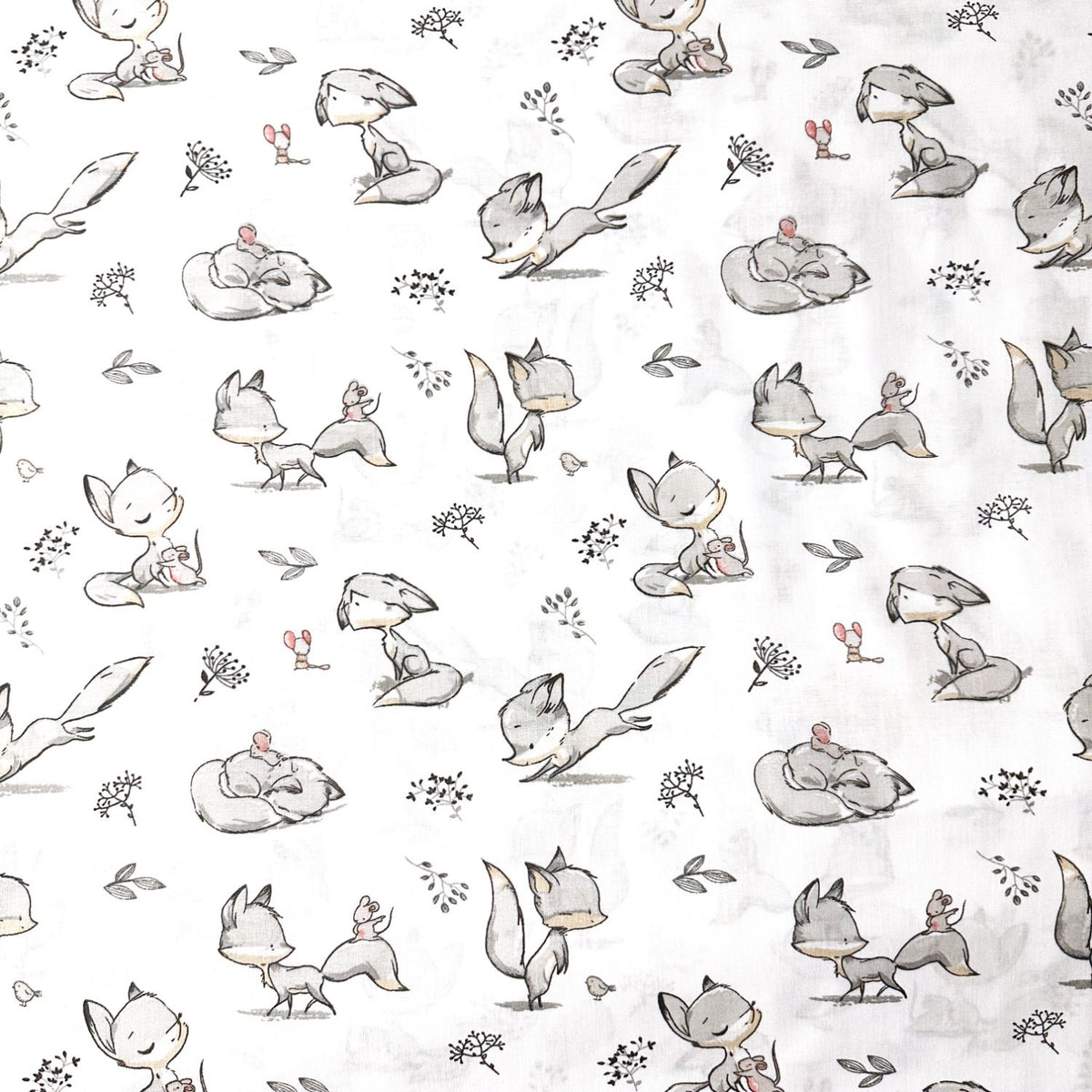 Cotton Fabric - Fox and mouse