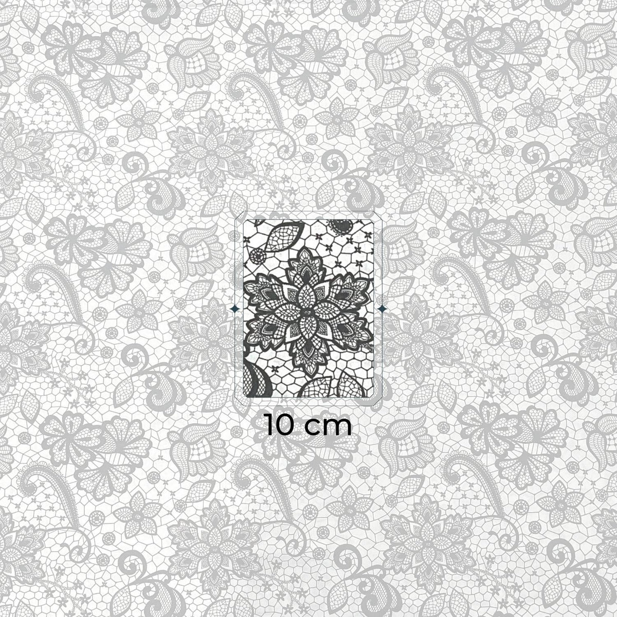 Cotton Fabric - Grey Lace on White