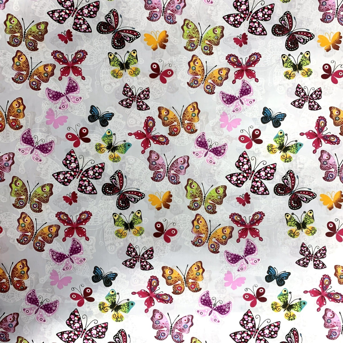 Cotton Fabric - Highland Butterflies on Grey