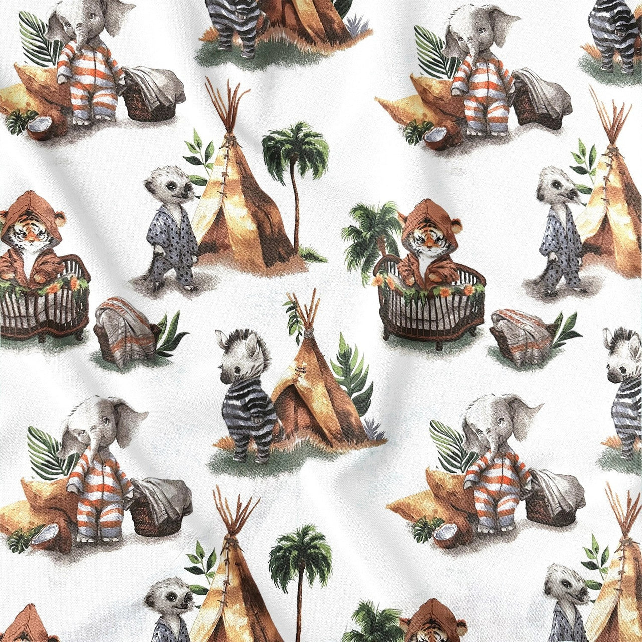 Cotton Fabric - Little Animals in Pajamas