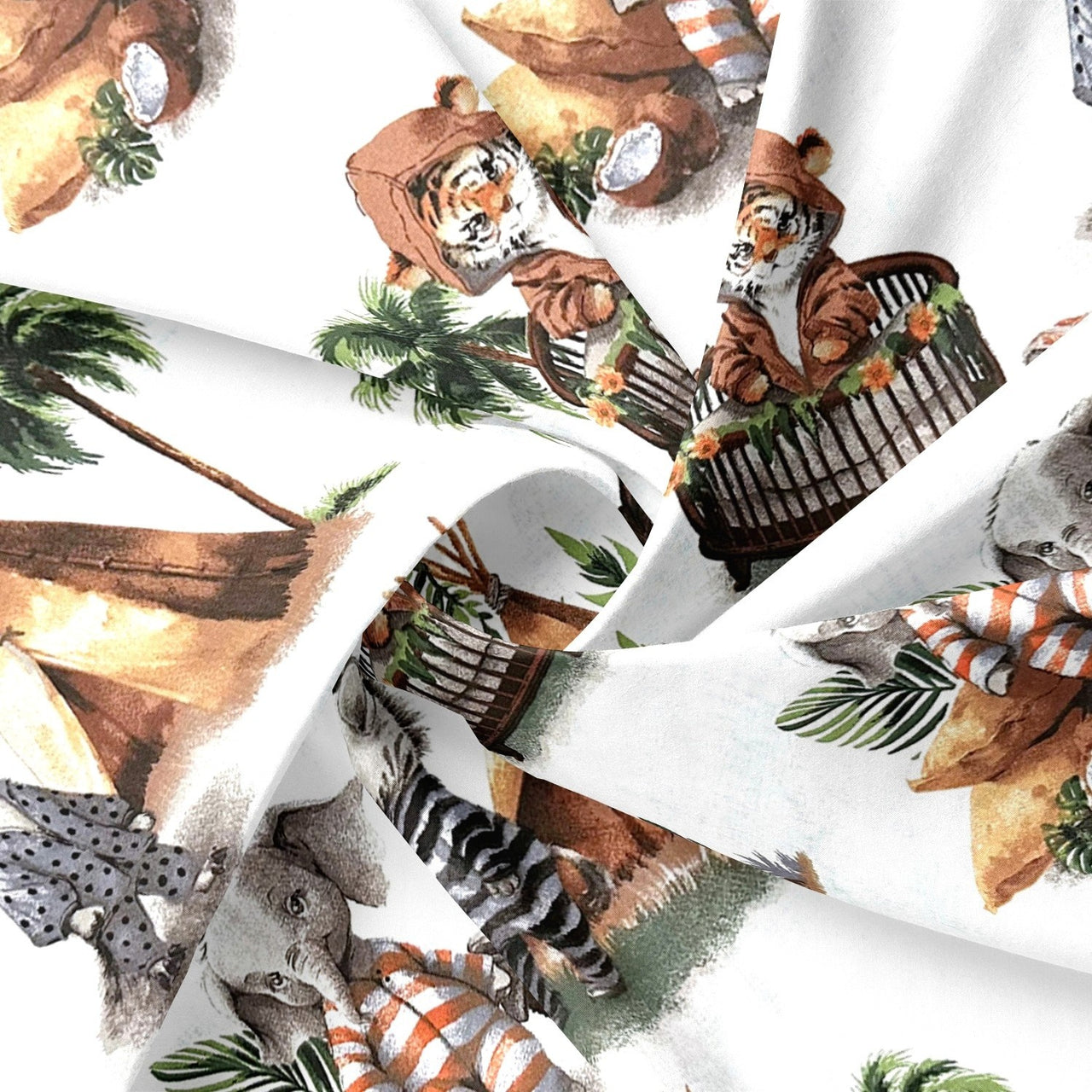 Cotton Fabric - Little Animals in Pajamas