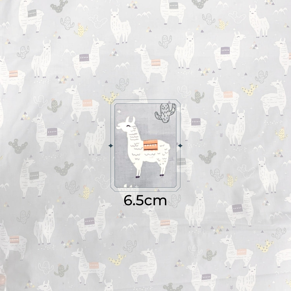 Cotton Fabric - Llama on Grey