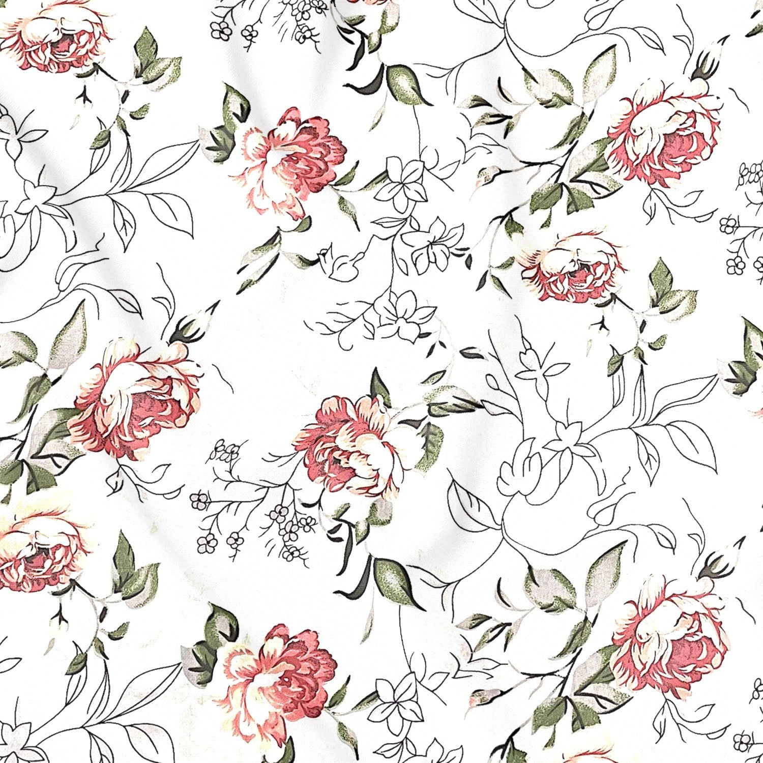 Cotton Fabric - Magic garden, white