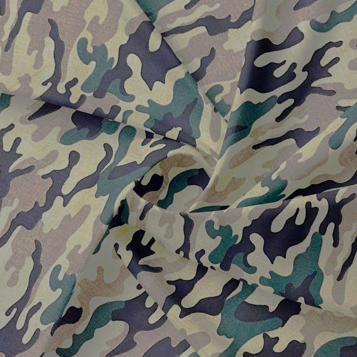 Cotton Fabric - Military Green-Brown Camo
