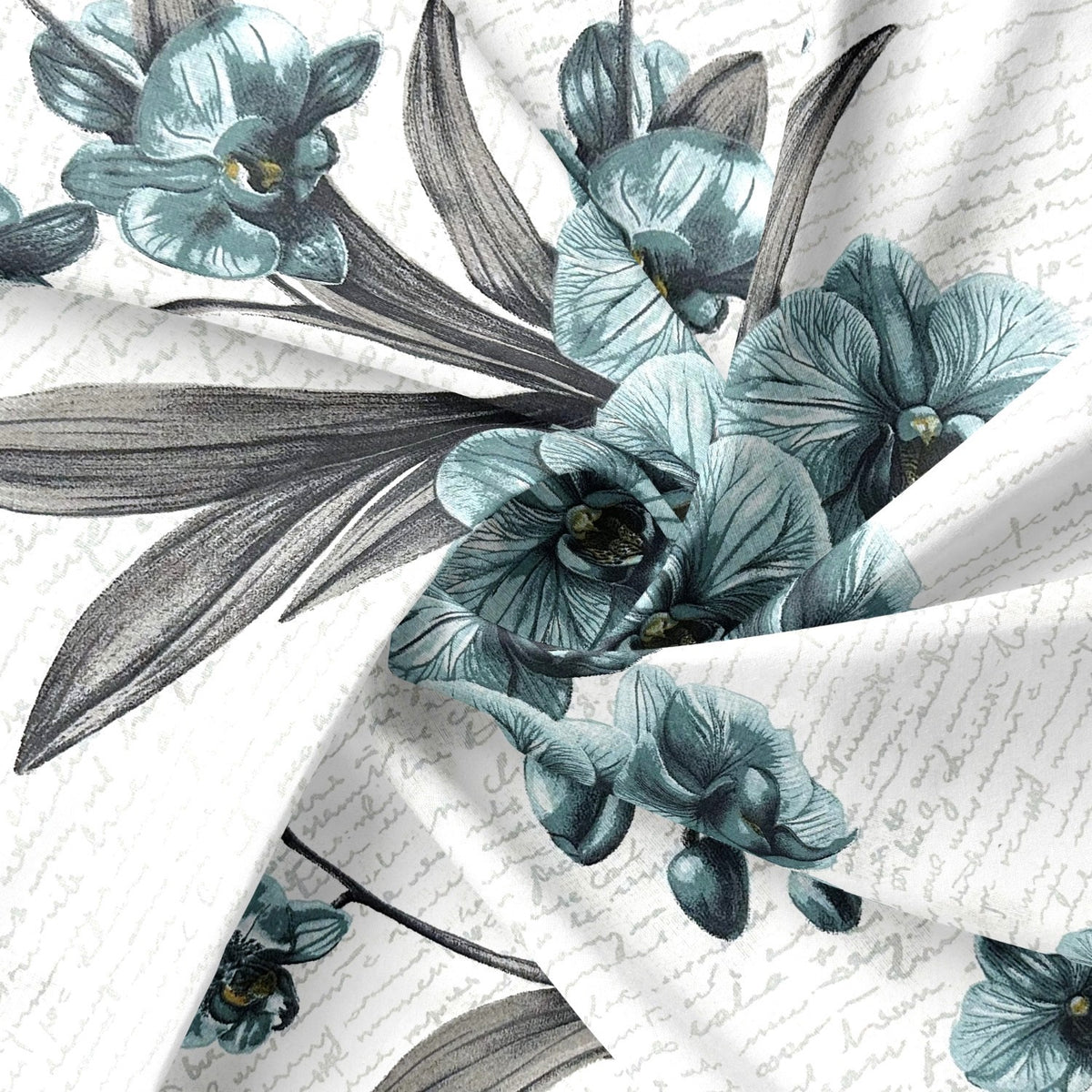 Cotton Fabric - Mint Orchid