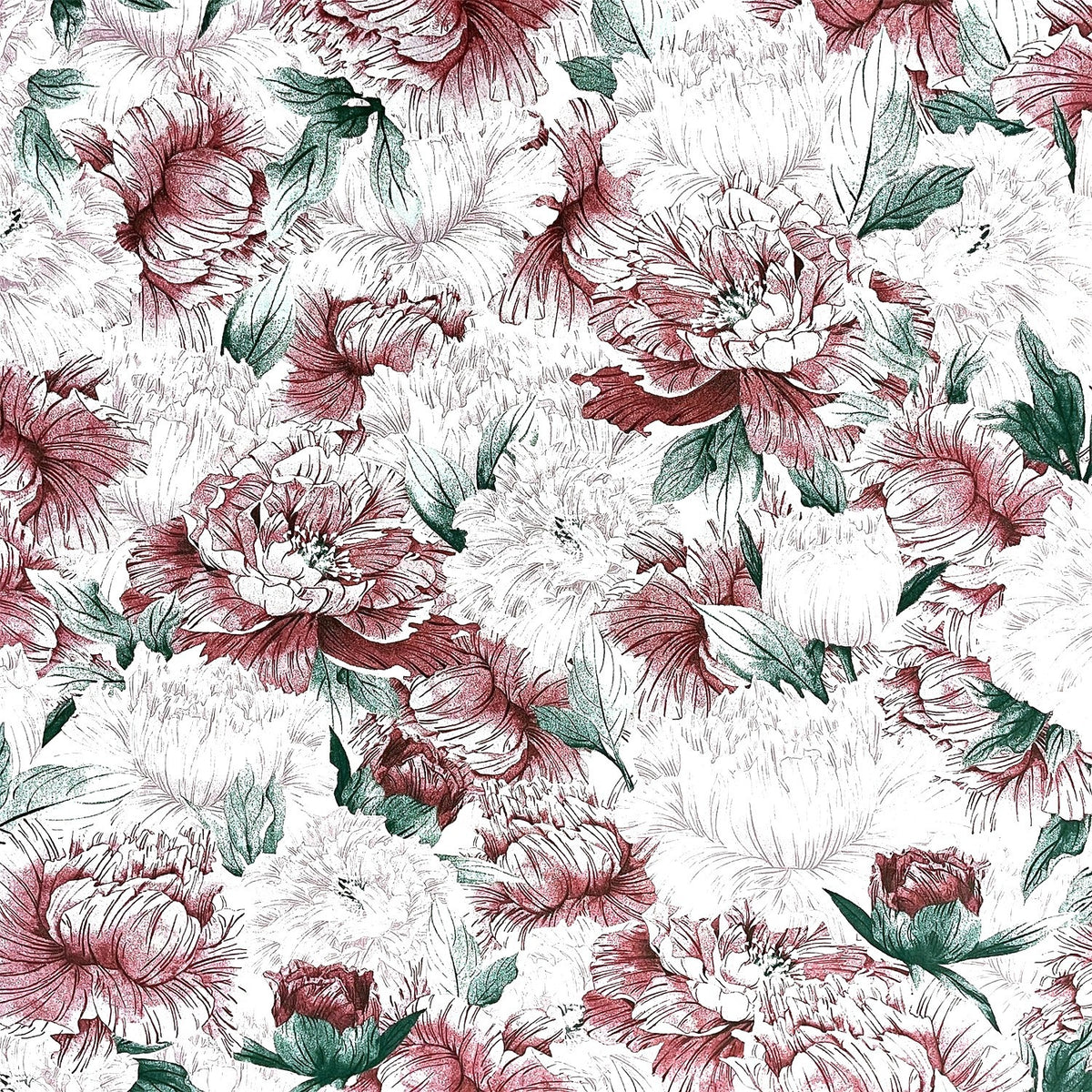 Cotton Fabric - Peony Maroon