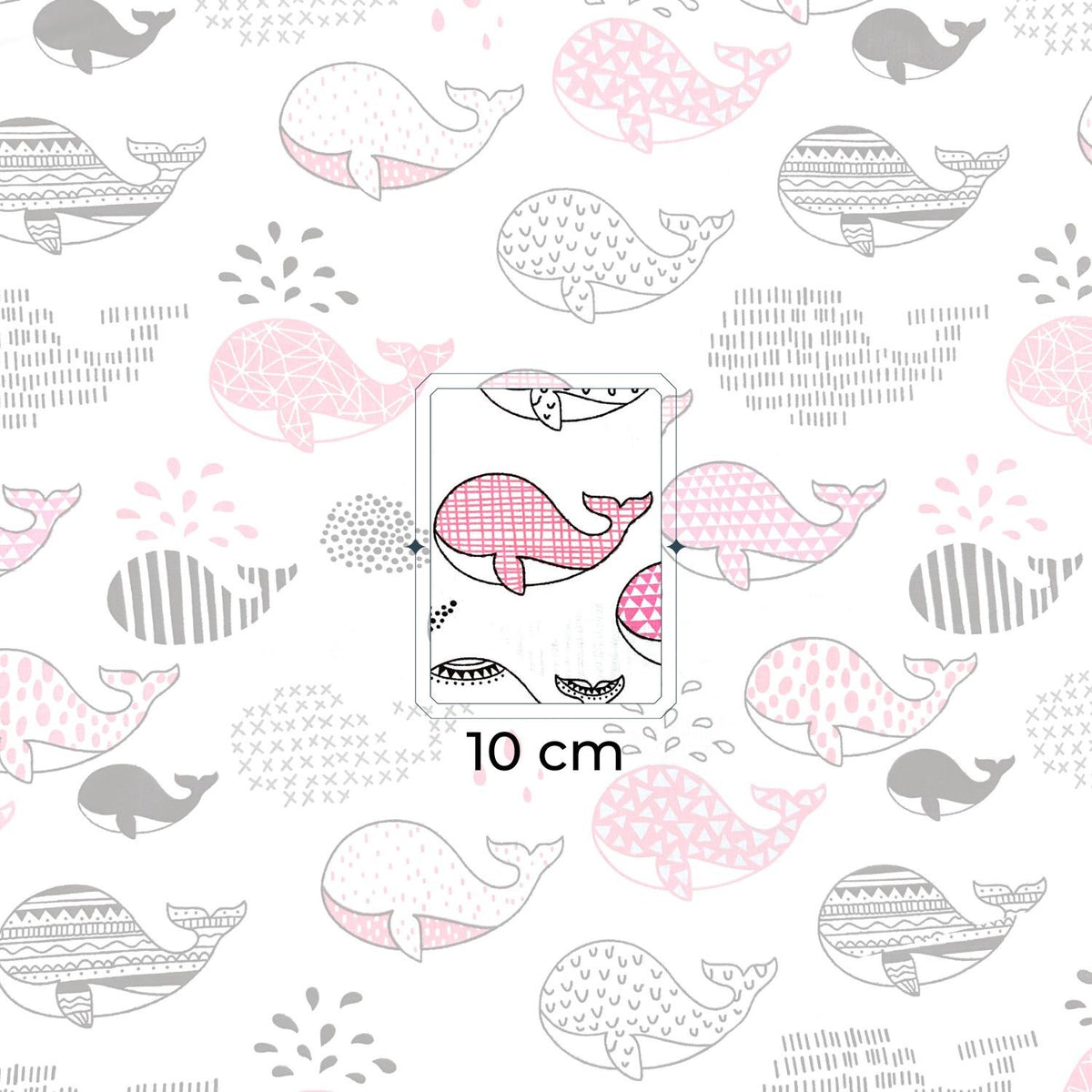 Cotton Fabric - Pink Whale