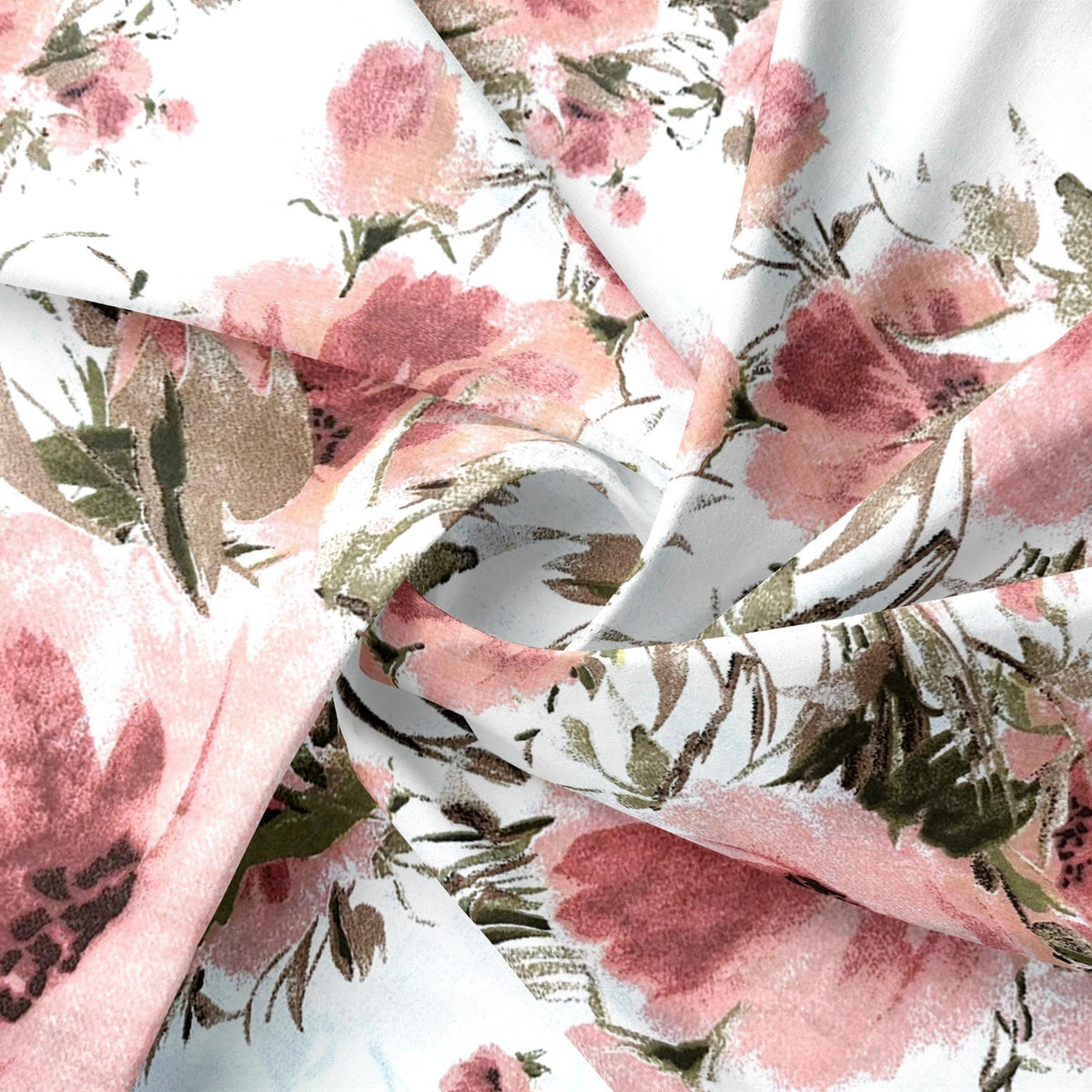 Cotton Fabric - Pink Wild Poppies