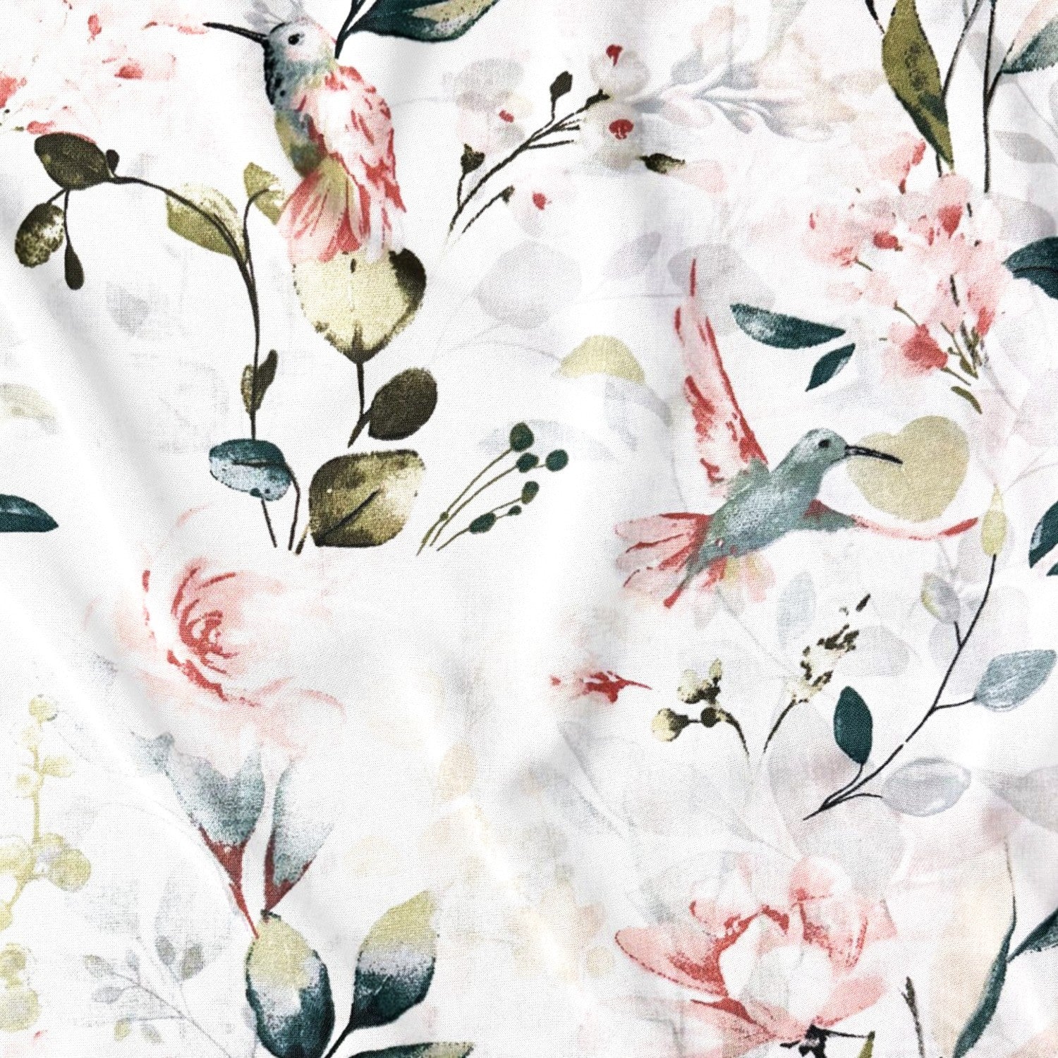 Cotton Fabric - Pink hummingbird