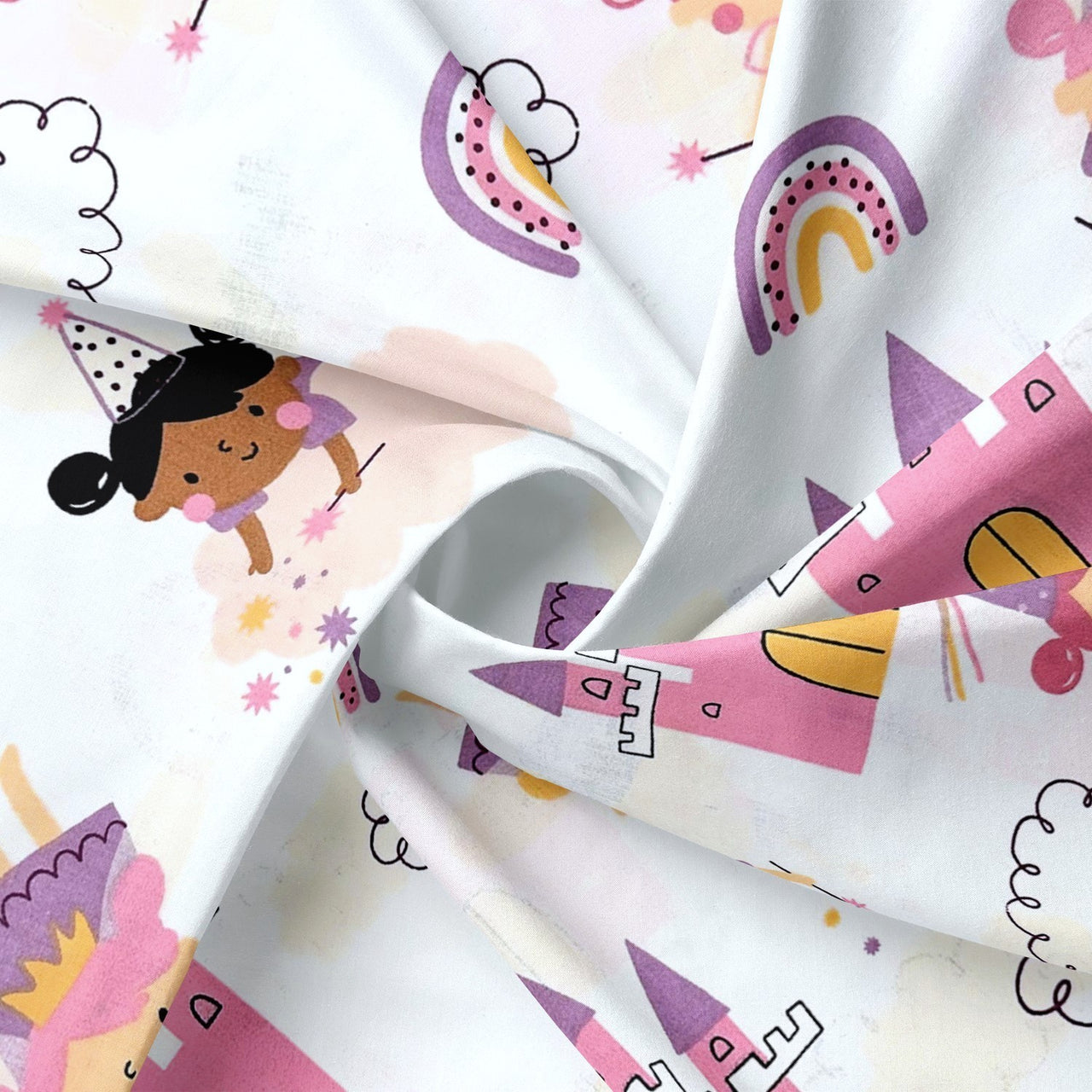 Cotton Fabric - Princess and castle