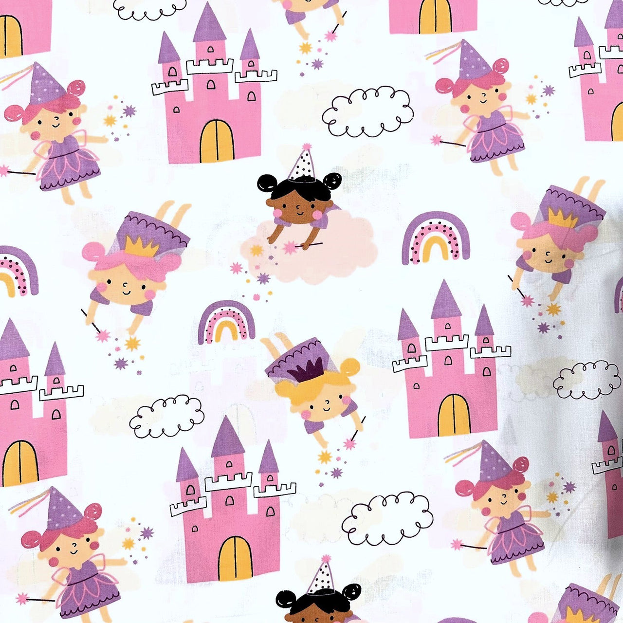 Cotton Fabric - Princess and castle