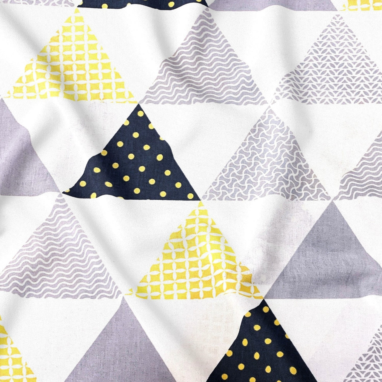 Cotton Fabric - Pyramids and Triangles Black and Yellow