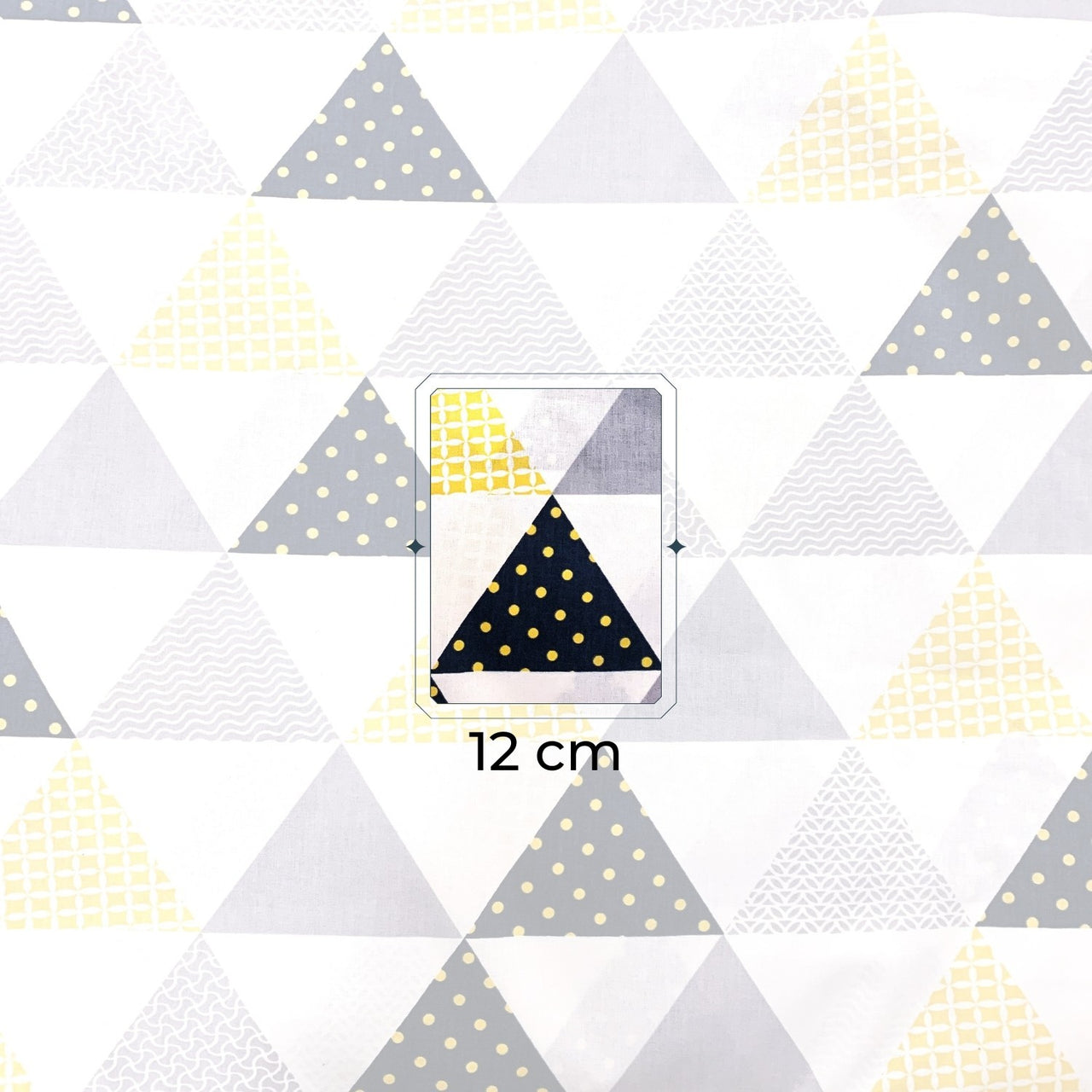 Cotton Fabric - Pyramids and Triangles Black and Yellow