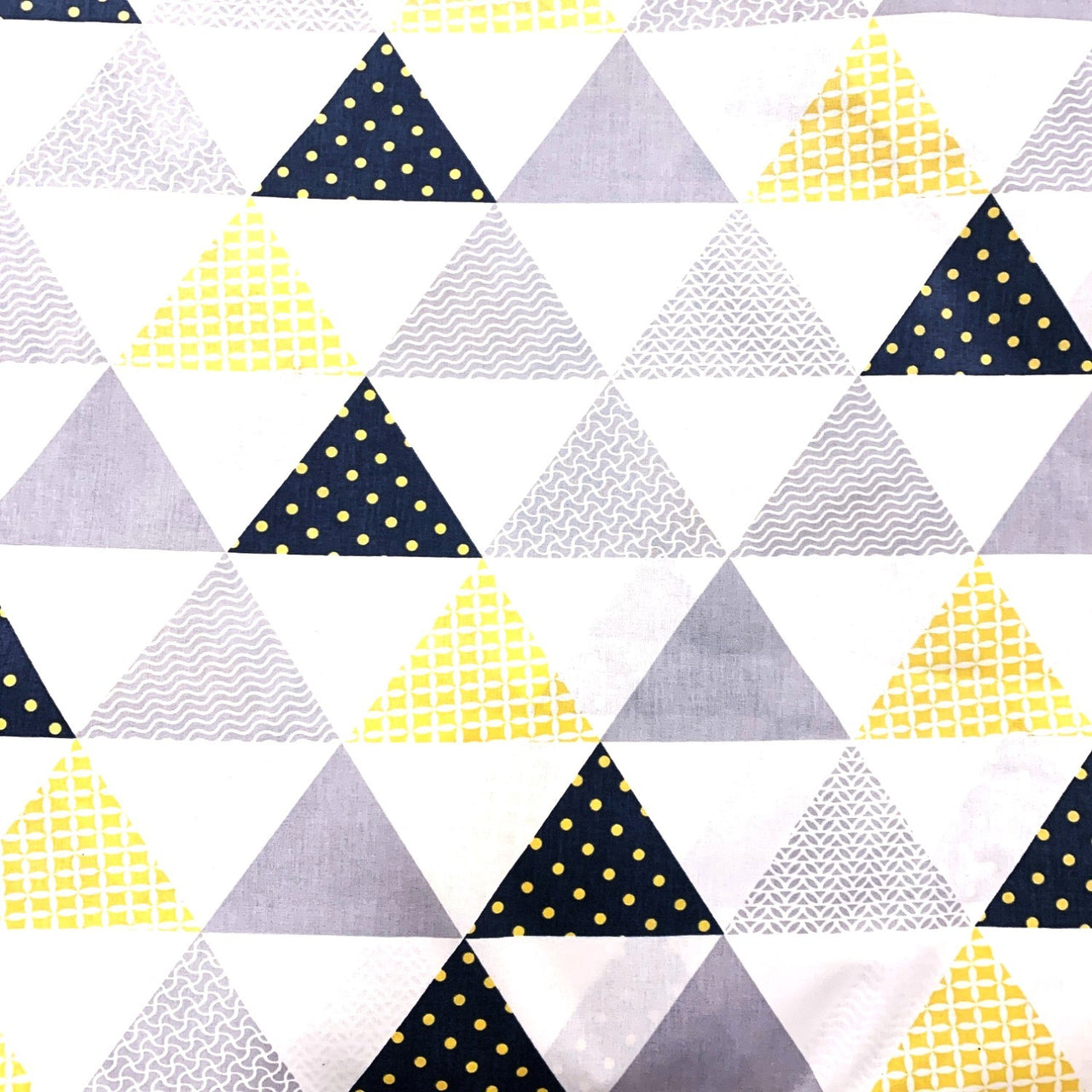 Cotton Fabric - Pyramids and Triangles Black and Yellow