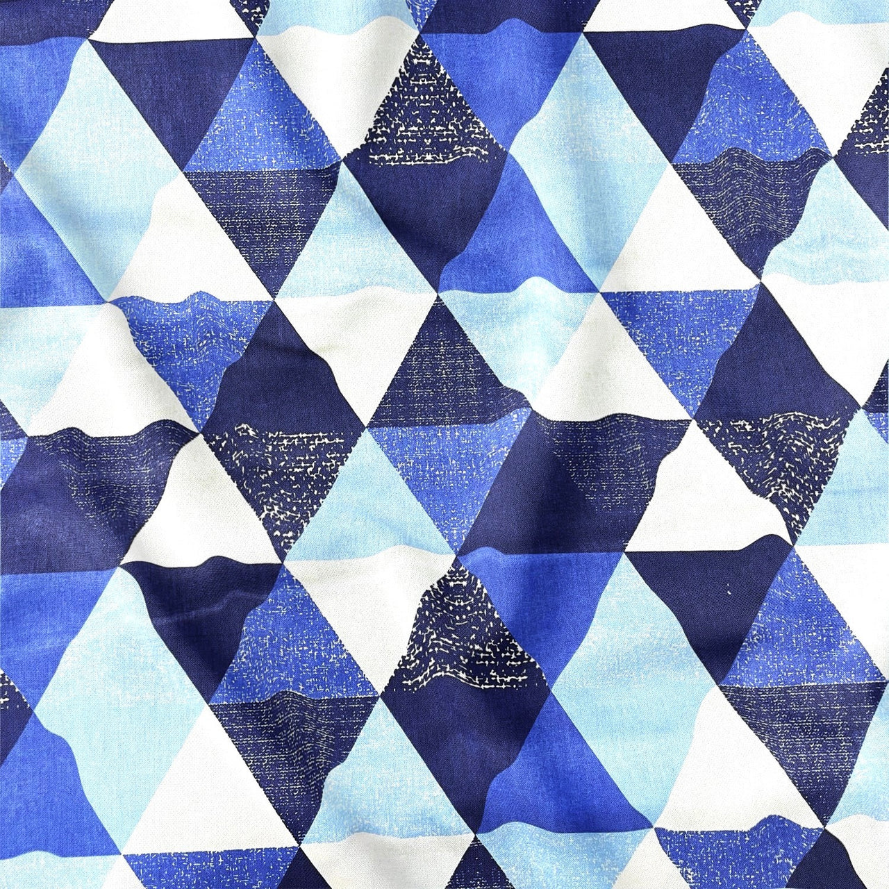 Cotton Fabric - Pyramids and Triangles Navy Blue