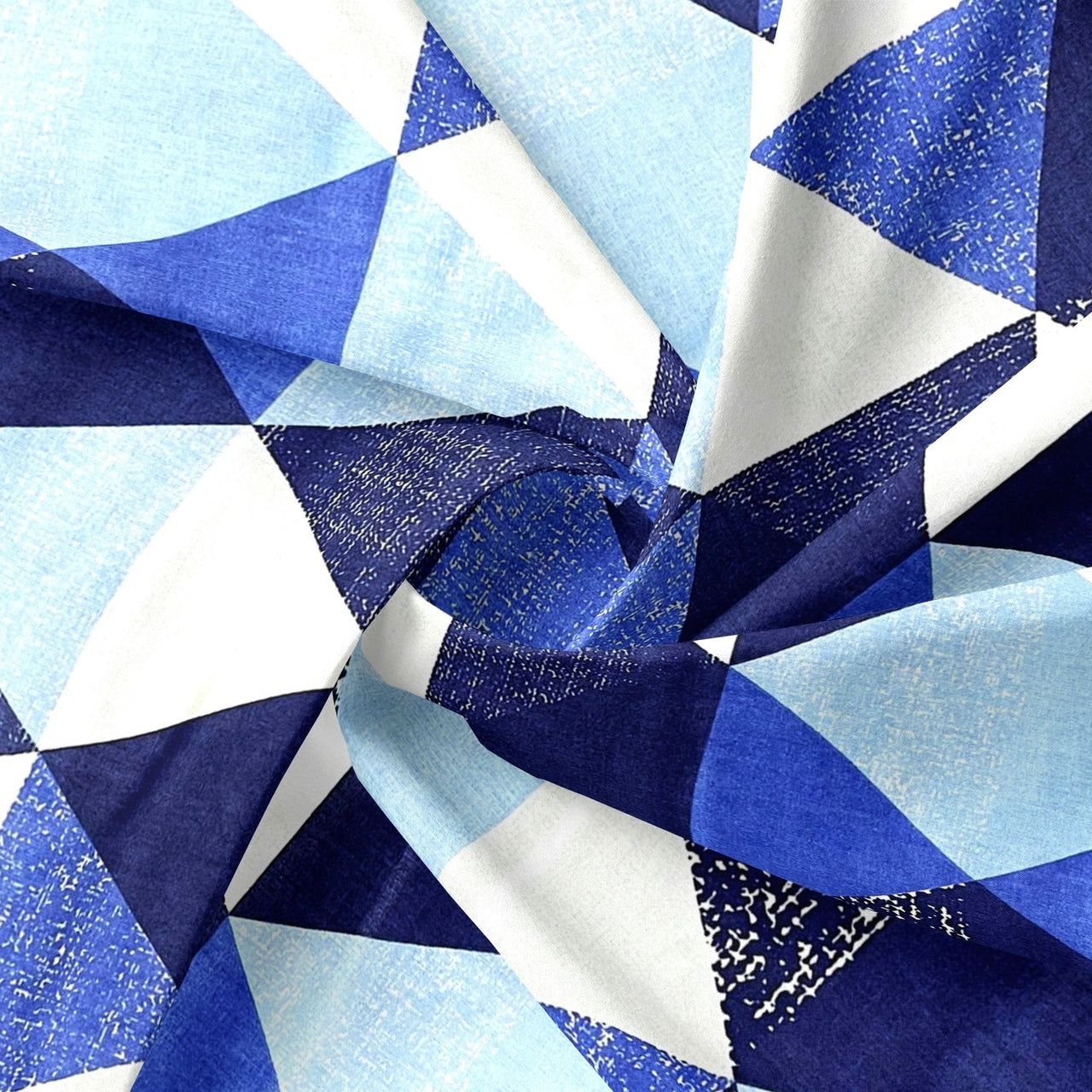 Cotton Fabric - Pyramids and Triangles Navy Blue