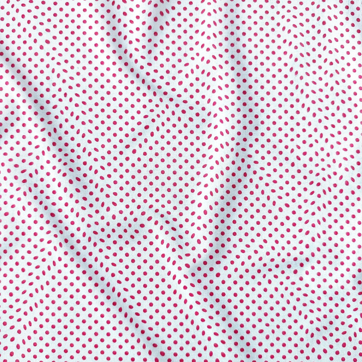 Cotton Fabric - Raspberry Dots on White 3 mm