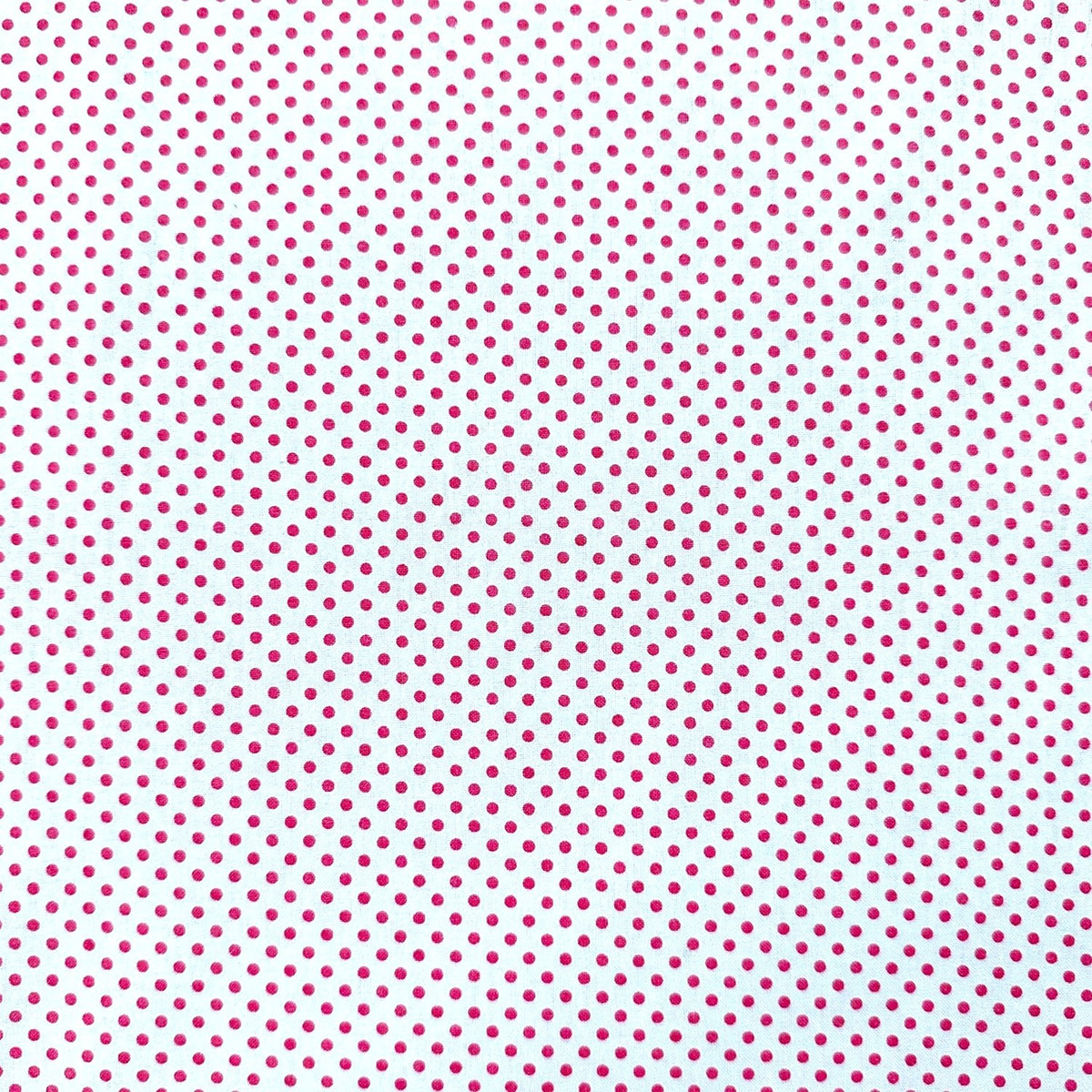 Cotton Fabric - Raspberry Dots on White 3 mm