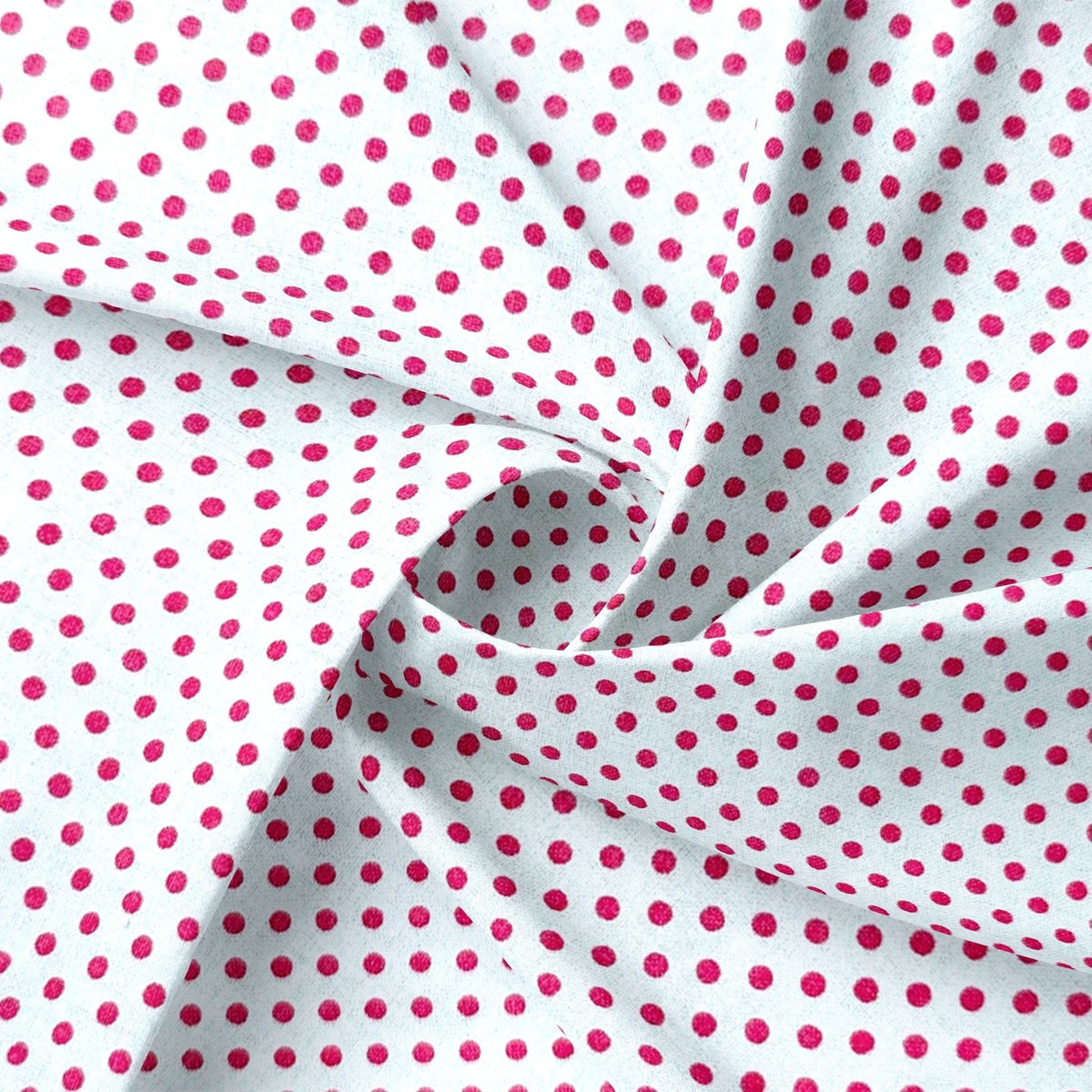 Cotton Fabric - Raspberry Dots on White 3 mm