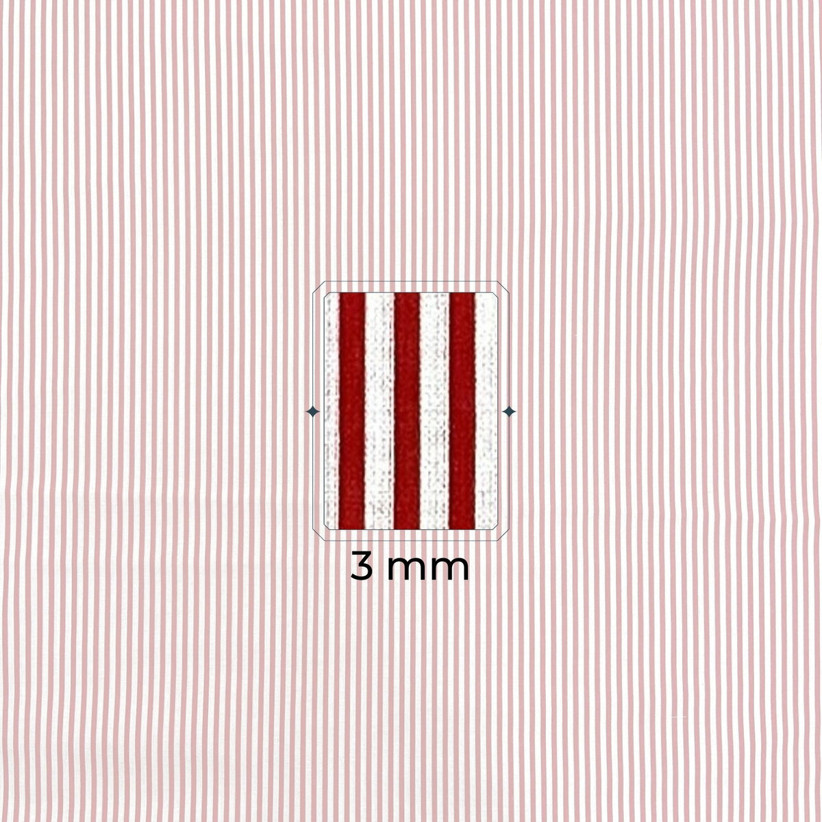 Cotton Fabric - Red Stripes 3 mm