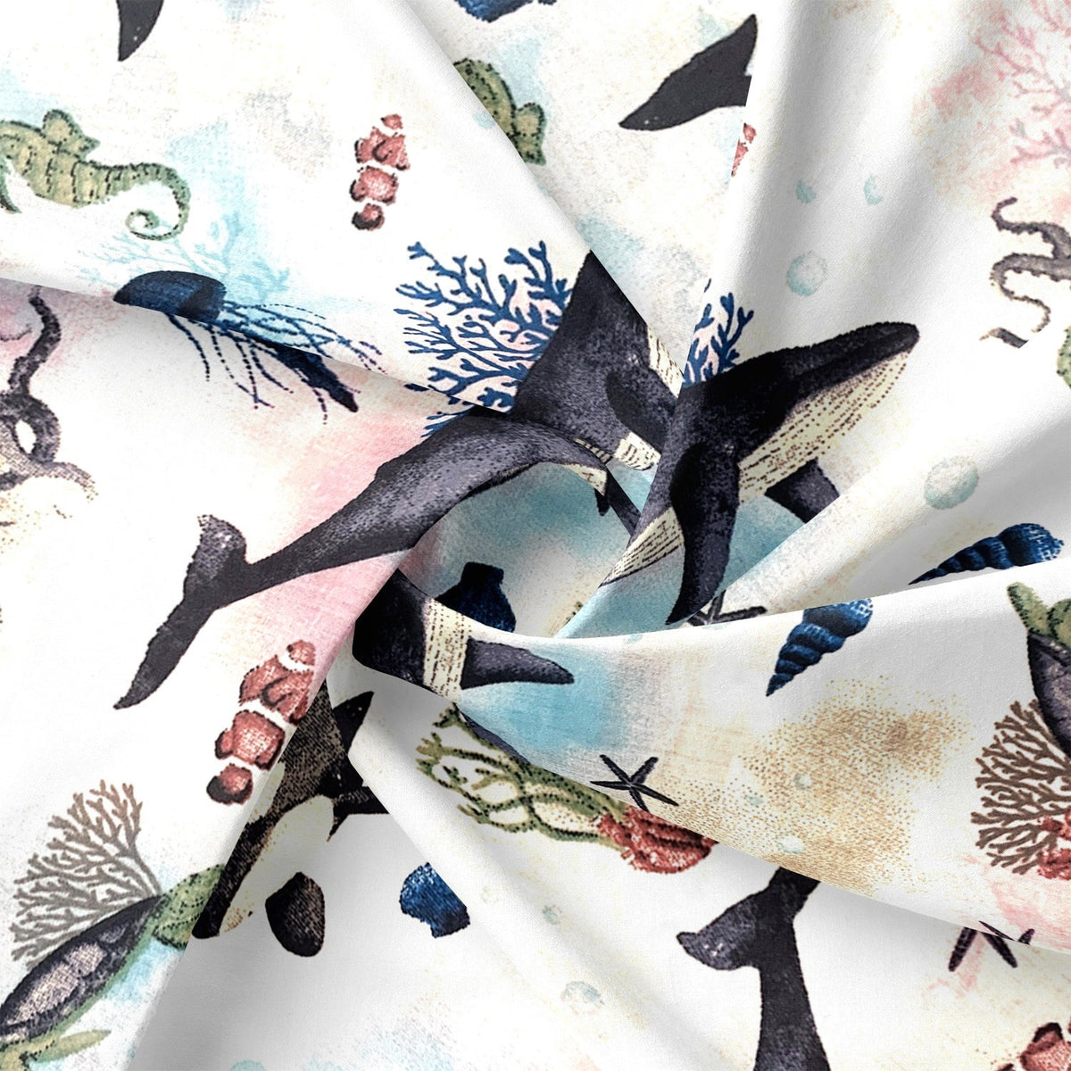 Cotton Fabric - Shark and Jellyfish
