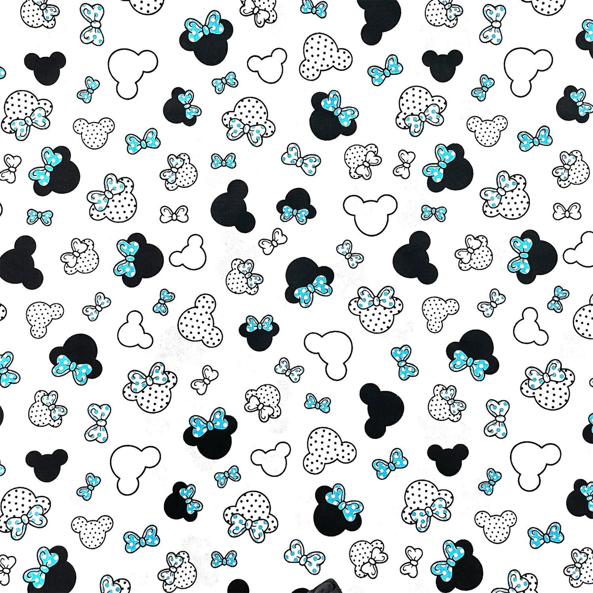 Cotton Fabric - Small Blue Mickey Mouse with Dots