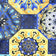 Baumwollstoff - Spanisches Muster, Gold und Marineblau