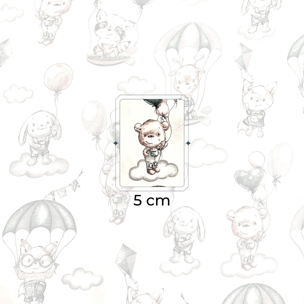 Cotton Fabric - Teddy Bears, bunnies and umbrellas