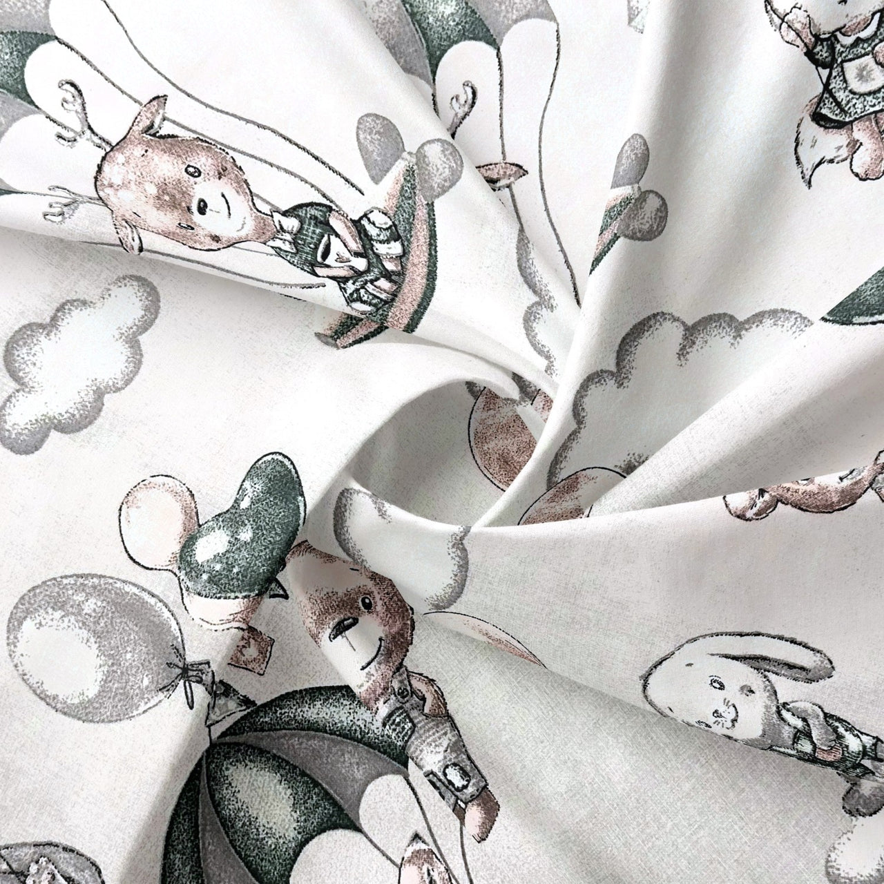 Cotton Fabric - Teddy Bears, bunnies and umbrellas