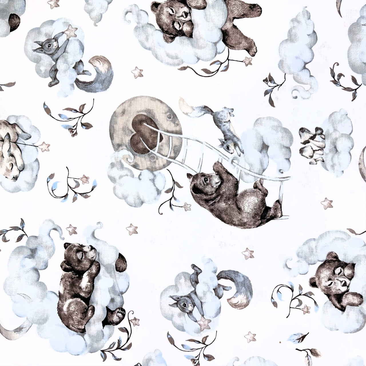 Cotton Fabric - Teddy Bears on the moon