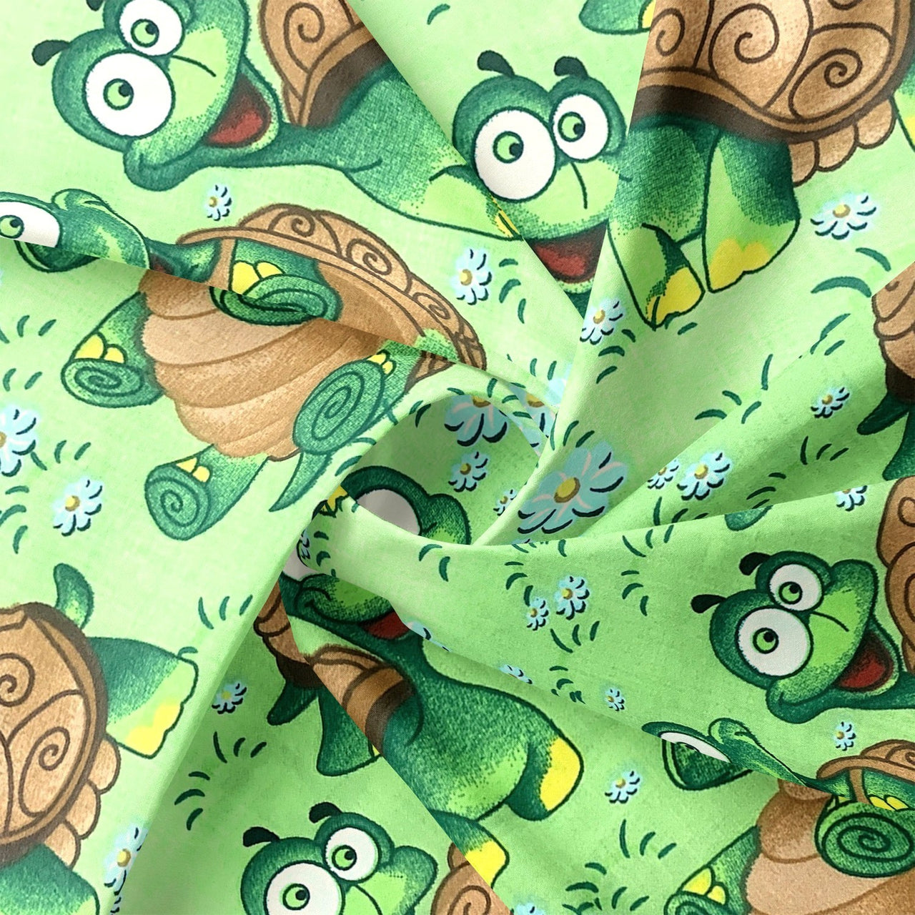 Cotton Fabric - Turtles on Green