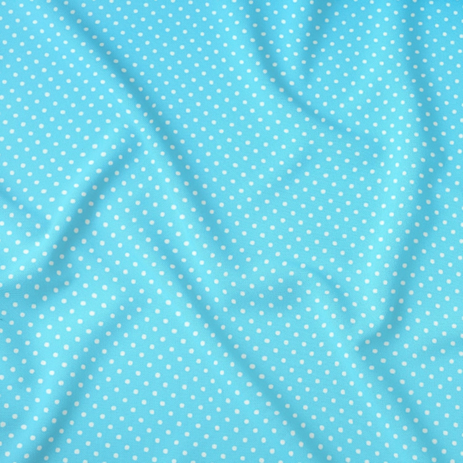 Cotton Fabric - White polka dots on turquoise
