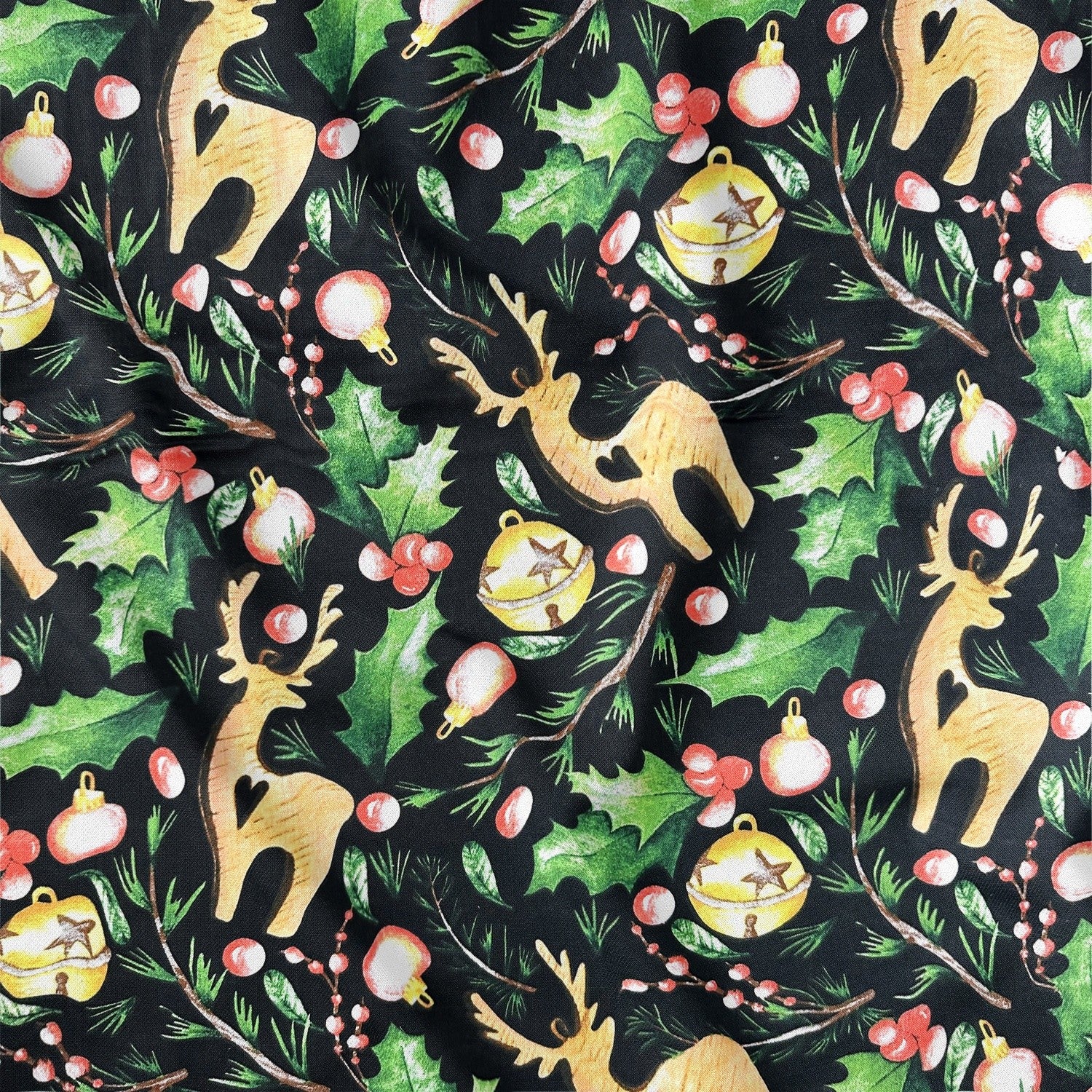 Cotton Fabric - Wooden reindeer