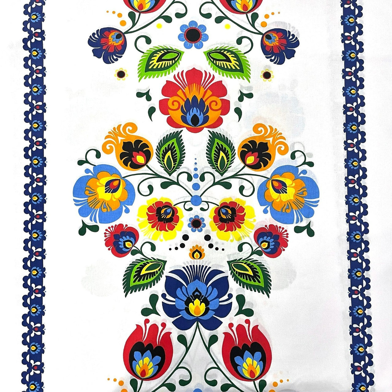 Cotton Fabric - Łowicz Folklore Navy Blue Stripes