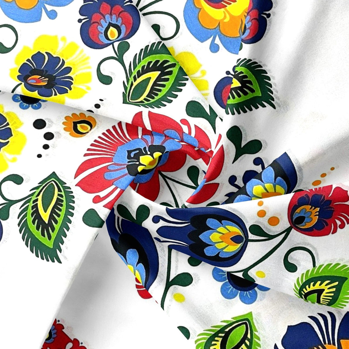 Cotton Fabric - Łowicz Folklore Stripes White