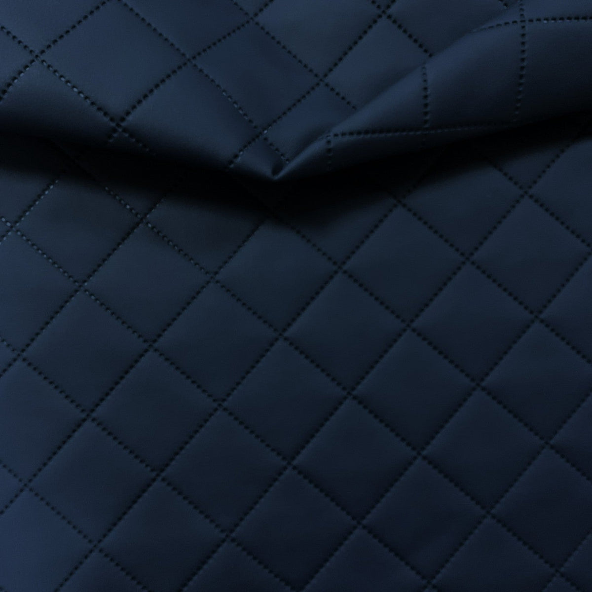 Upholstery Fabric Quilted PU Leather Diamond 5x5 - Navy Blue