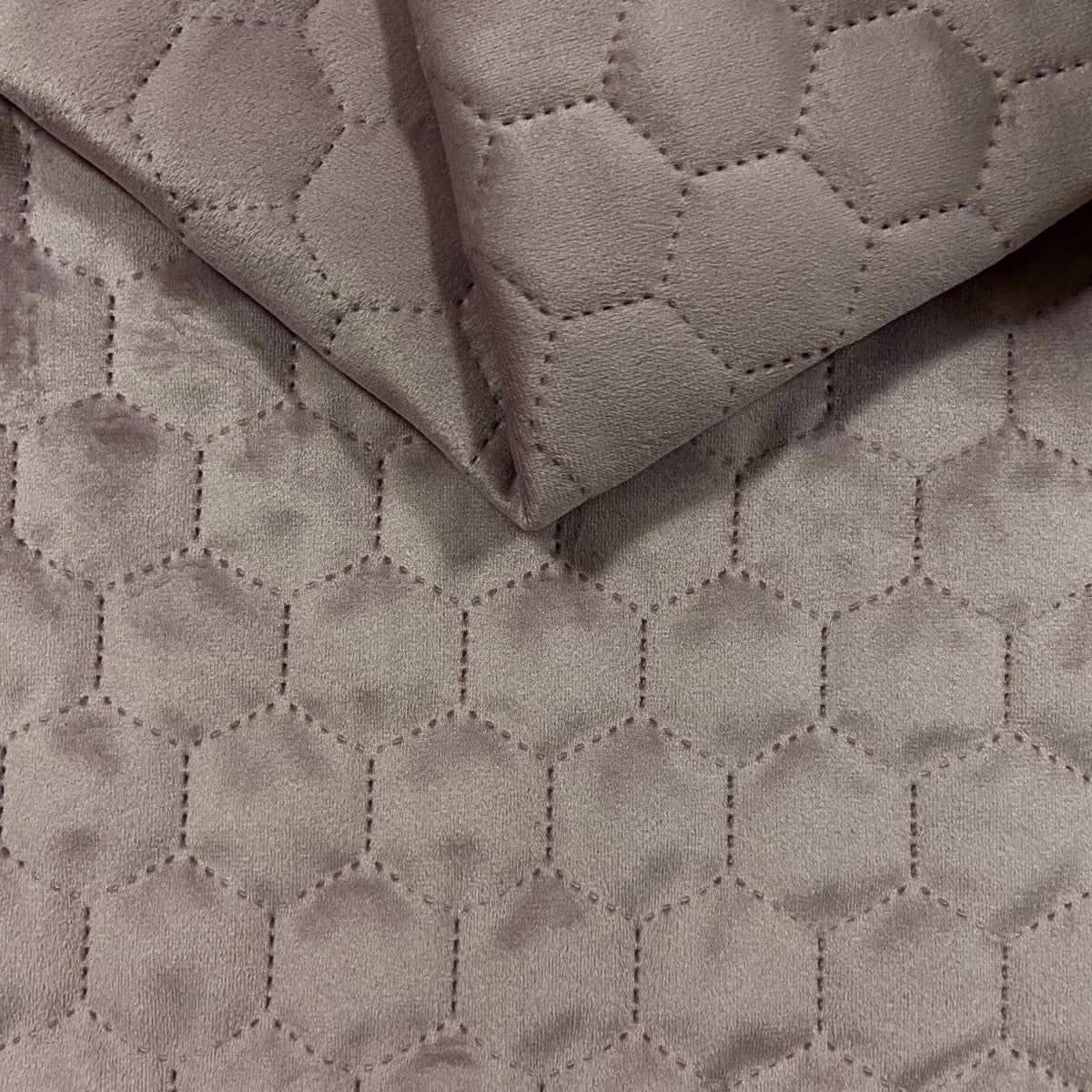 Upholstery Fabric Quilted Velour Hexagon - Dirty Pink