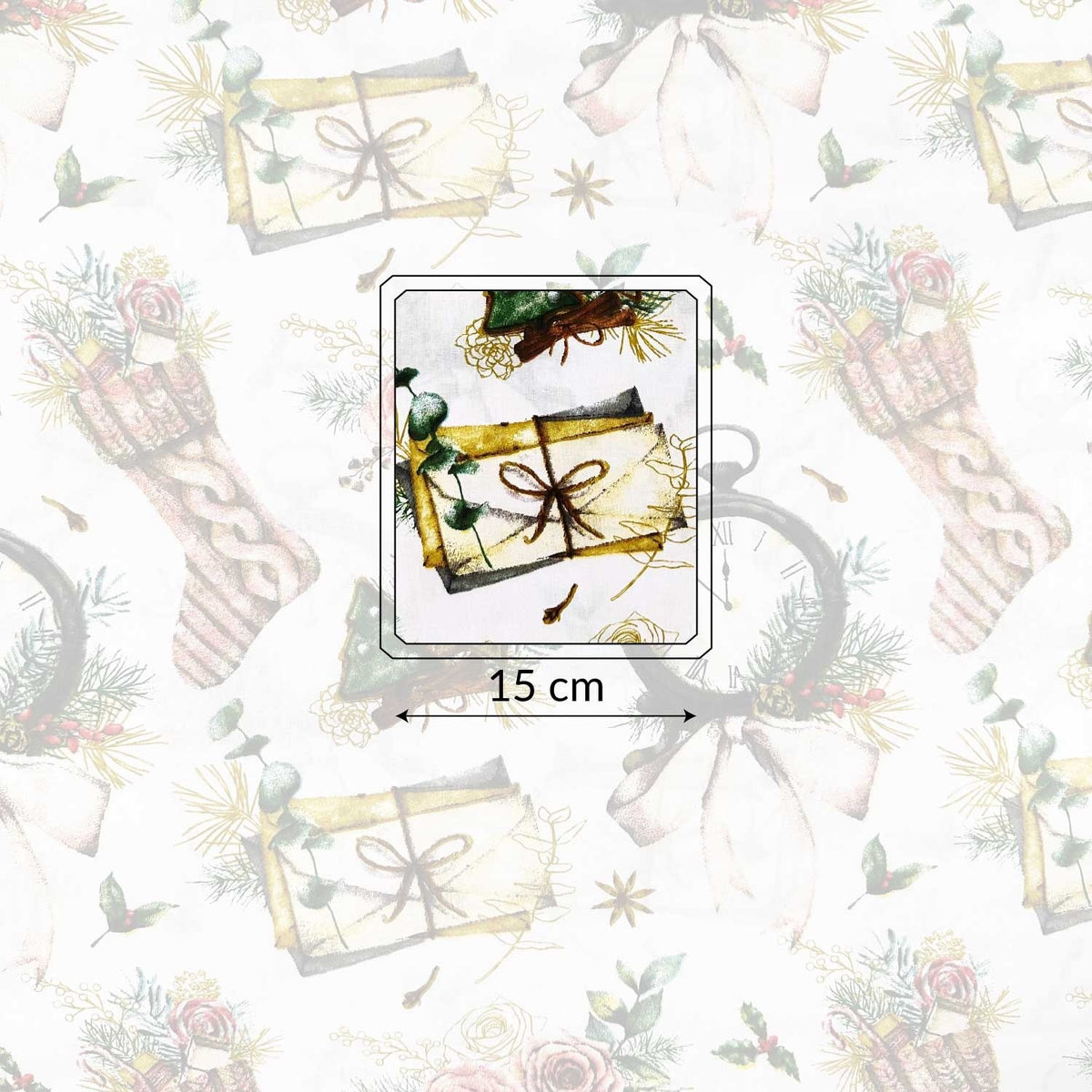 Cotton Fabric - Christmas stockings and gifts - PINaPIN